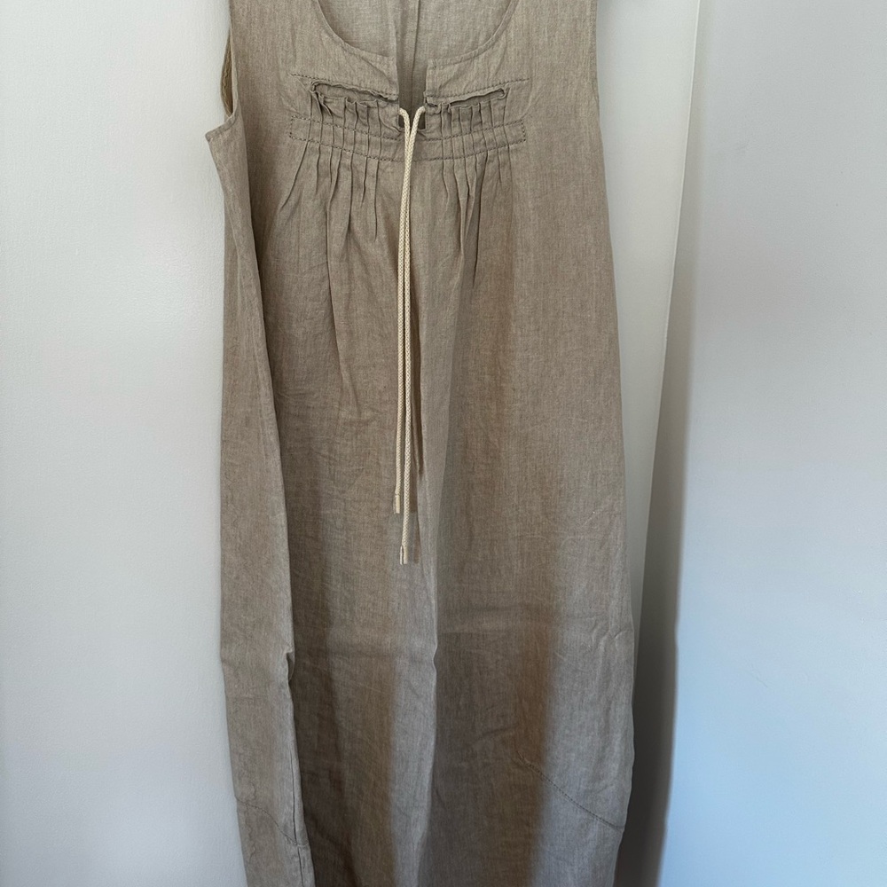 Crea Concept Paris Maxi Sleeveless Tan Linen Dress